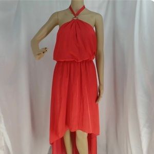 WHITE HOUSE BLACK MARKET Halter dress with high low hem. Color: Paradise red.